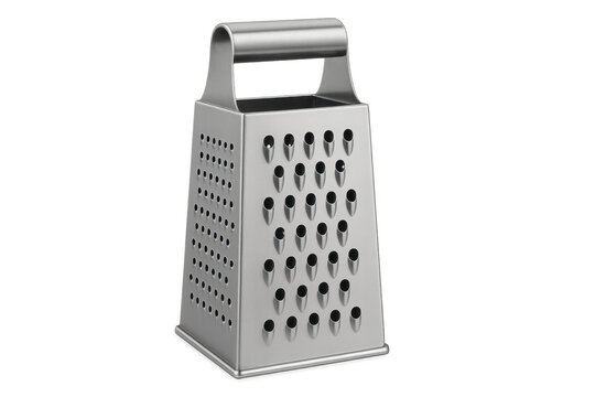 Stainless steel box grater kitchen utensil transparent background