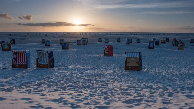 Amrum, Germany, sunset: Time lapse video at the beach of Amrum island, 4k