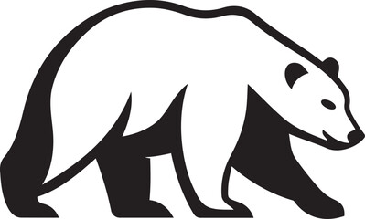 Stylized walking bear silhouette on white background, Black bear silhouette vector for nature illustrations