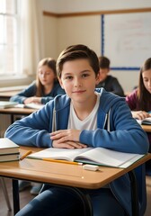 Classroom learning scene with attentive students for educational design