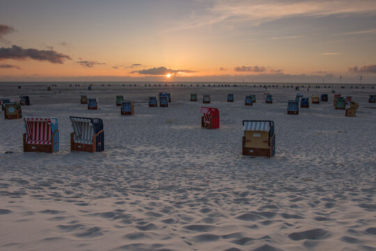 Amrum, Germany, sunset: beach of Amrum island