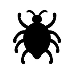 Stylized black silhouette of an insect with six legs and antennae