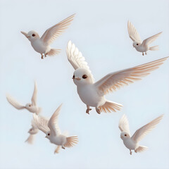 Obraz premium Set of seagulls flying isolated on white background Set of seagulls flying isolated on white background