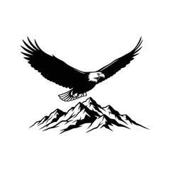 Obraz premium Majestic Flying Eagle Illustration Soaring Over Snowy Peaks Wilderness Freedom Concept