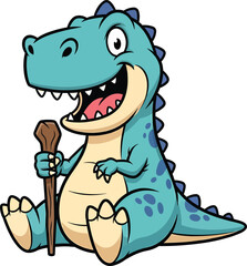 Obraz premium Funny Cartoon Dinosaur Illustration