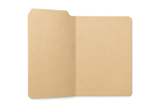 Open manila file folder showing empty pages for documents, paperwork, and organization, transparent background