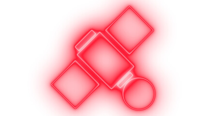 Colorful neon glow satellite icon representing global communication technology and digital network connectivity with abstract red backdrop illustration