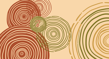Concentric Circles Art Abstract Design with Organic Swirls and Earthy Tones