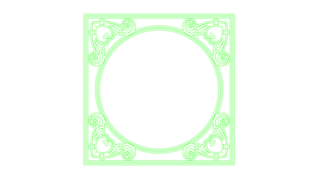 Colorful neon ornate decorative frame with elegant classical swirls, featuring a prominent central circular empty space, ideal for modern graphic design, isolated on transparent background.