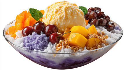 filipino halo-halo dessert with shaved ice and toppings