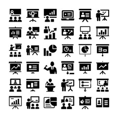 Business Presentation and Graph Icons Collection Modern Financial Data Analysis Charts Reports Statistics Marketing Strategy Investment Project Growth Planning Documents Display