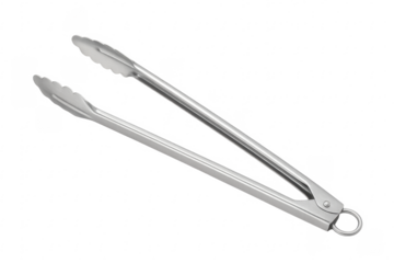 Metal kitchen tongs for cooking and serving