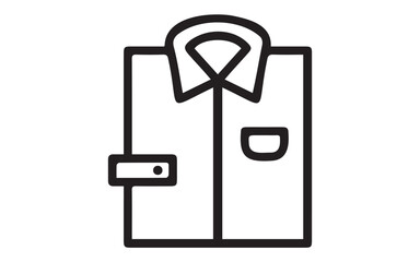 Simple line art illustration of a folded collared shirt with a pocket isolated on white background