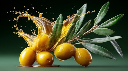 Fresh, organic fruit in water with yellow and black olives alongside citrus in a glass for a sweet, healthy diet