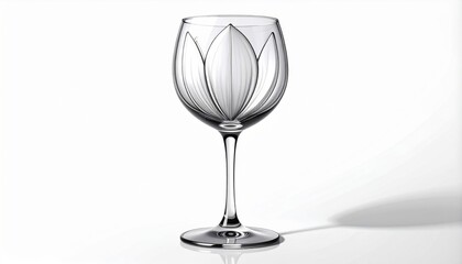 Obraz premium Elegant Crystal Wine Glass with Floral Design on White Seamless Backdrop
