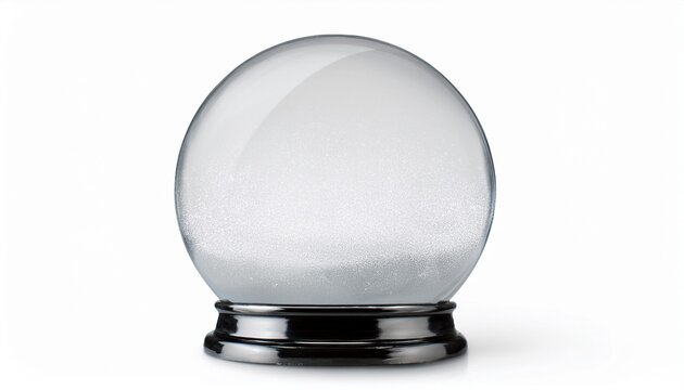 Empty Snow Globe Glass Sphere Isolated On White Background 3D Rendering