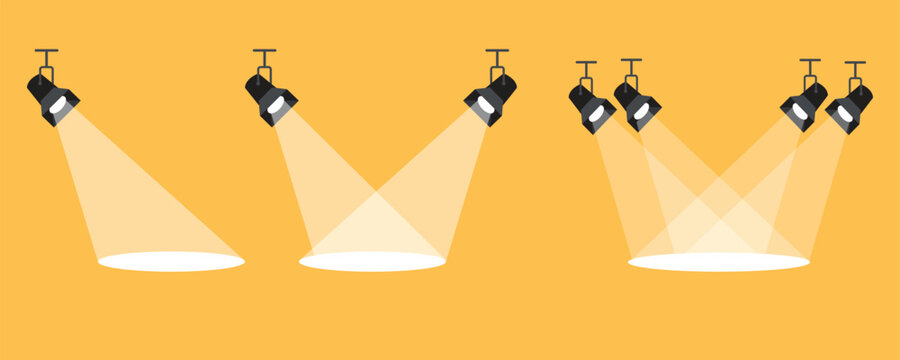 Spotlight Stage Lighting Vector Set: Single, Double, and Triple Light Beams