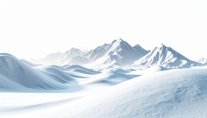 Obraz premium white snow hills and mountains landscape isolated on white or transparent png white 