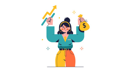 Achievement Illustration Depicting Financial Success and Positive Economic Growth Visual