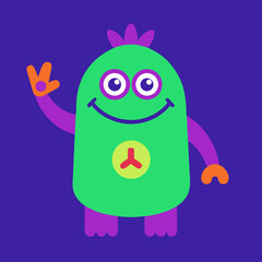 funny cartoon zombie with blue background
