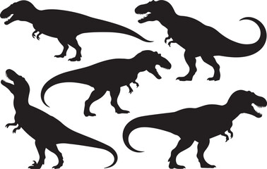 trex tyrannosaurus silhouette set in six poses vector illustration for education design ai eps jpeg png