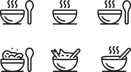 monochrome food bowl icon pack for restaurant menus cooking apps vector eps ai jpeg png