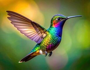 Fototapeta premium _illustration shows a hummingbird with detailed wings and body markings in black 