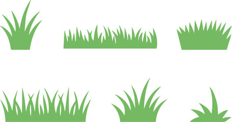 green grass patch collection six stylized vector elements editable ai eps png jpeg files