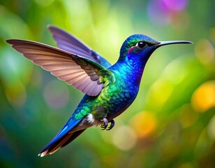 Fototapeta premium _illustration shows a hummingbird with detailed wings and body markings in black 