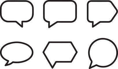 speech bubble vector set six styles outlined conversation icons for design communication templates