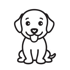Cute Dog Line Art Vector