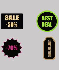 Sale Discount Labels Collection – 50% 70% Off, Best Deal, Limited Time