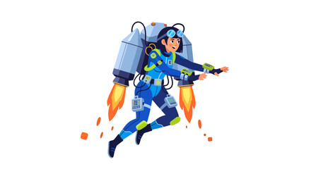 Astronaut Piloting Futuristic Jetpack Flying Across the Dark Void of Space