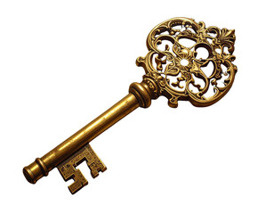  - Vintage golden skeleton key transparent background png 