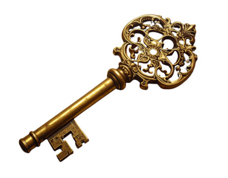 - Vintage golden skeleton key transparent background png 