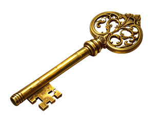 Vintage golden skeleton key transparent background png