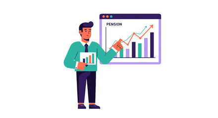 Fototapeta premium Business Analyst Presenting Financial Growth and Pension Plan on Digital Display