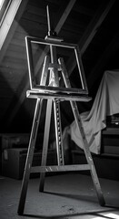 Easel in Attic - A Study in Black and White.