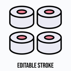 Sushi Maki Rolls Icon — Isolated Lineal Color Style Vector Icon
