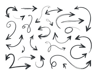 Hand Drawn Arrows Set Graphic Elements Vector Illustration