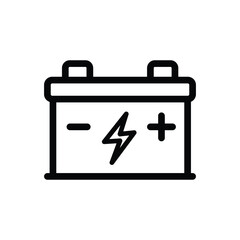 Car battery line icon, simple outline of automotive power or energy source with positive and negative terminals