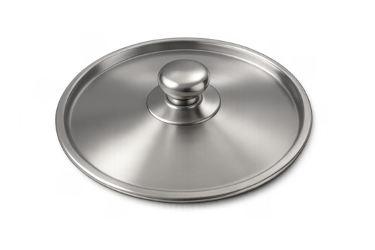 Stainless steel pot lid cooking utensil isolated