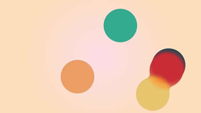 Colorful Bouncing Balls bubbles with retro vintage Screensaver background animated 4k loop rainbow color circle shapes cartoon round spheres wondering around 2d minimal Floating orbs backdrop