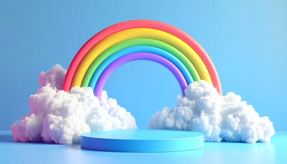 3d rendering of rainbow with cloud