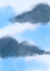 Soft, painted-style clouds against a bright blue sky. Calm, airy background perfect for creative projects, illustrations, and atmospheric designs.