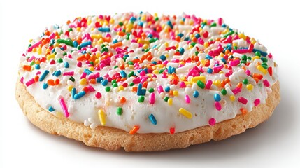 colorful sprinkles sugar cookie isolated on white background