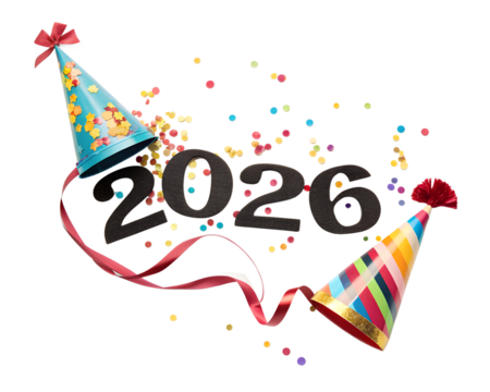 2026 Party Hats Confetti, New Year Celebration