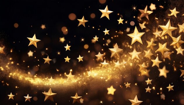Gold Stars Bokeh Overlay Stars Photo Overlay Abstract Background Shiny Gold And Yellow Stars Flowing Around Photo Overlay Effect Stars Bokeh On Black Background Jpg File