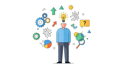 Conceptual Illustration: Unveiling Brainstorming, Innovation, and Problem-Solving Dynamics