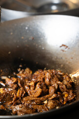 Stir-Fried Beef Strips in Wok
